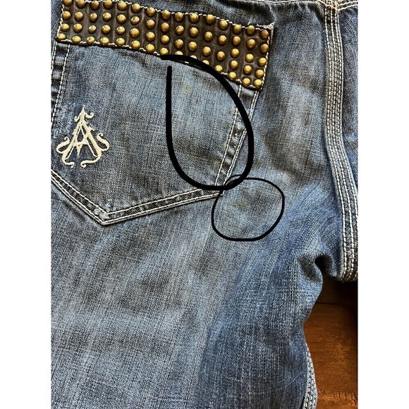 Archair Denim Mens Metal Studded Y2K Straight Leg Embroidered Jeans 36x34 - Picture 10 of 10
